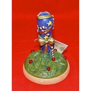 Shaker Hearth Christmas Cookie Press Blue Gold Stars Candy Cane Theme